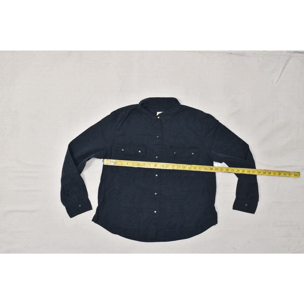 Gap 1969 Navy Black Lyocell Utility Button Down Shirt Top Blouse L Petite - Picture 3 of 8